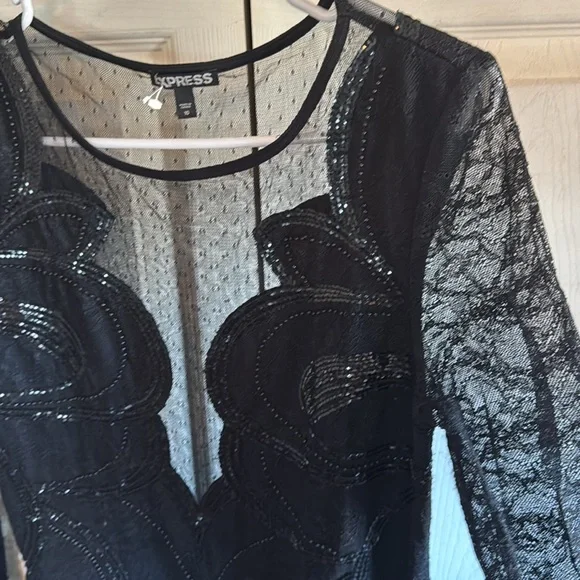 Express black sequence, speed, lace dress - Picture 4 of 5
